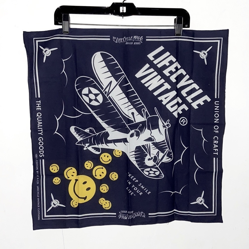 Custom Made Designer Bandana / Scarf Smiley Face 😀/Airplane ✈️ NWT UNI​​​​